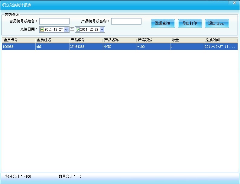 禮品兌換統(tǒng)計(jì)